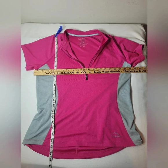 L.L. Bean Pink Quarter Zip Athletic Polo Shirt sz M - Picture 6 of 9